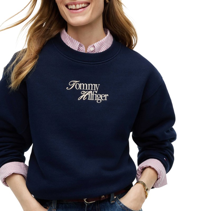 Tommy Hilfiger Sweatshirt Logo Relaxed Terry-Dark Blue Tommy Hilfiger Sweatshirt Logo Relaxed Terry-Dark Blue