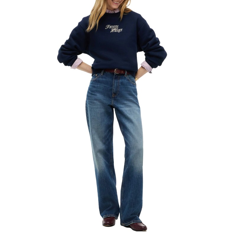 Tommy Hilfiger Sweatshirt Logo Relaxed Terry-Dark Blue Tommy Hilfiger Sweatshirt Logo Relaxed Terry-Dark Blue