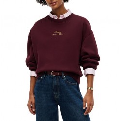 Tommy Hilfiger Sweater Gold Script Fleece-Deep Burgundy