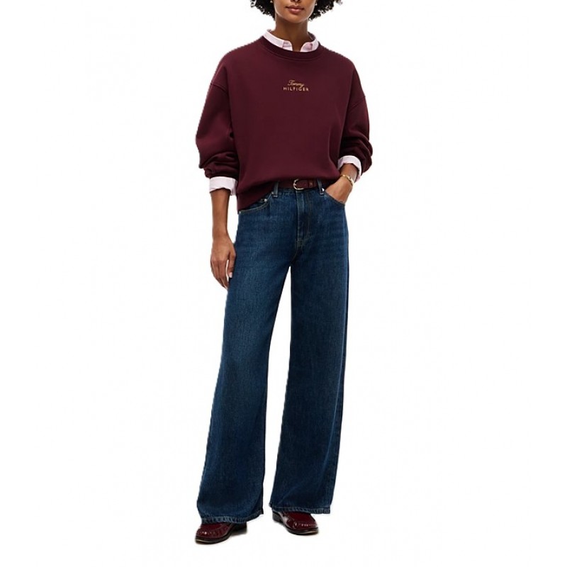 Tommy Hilfiger Sweater Gold Script Fleece-Deep Burgundy Tommy Hilfiger Sweater Gold Script Fleece-Deep Burgundy