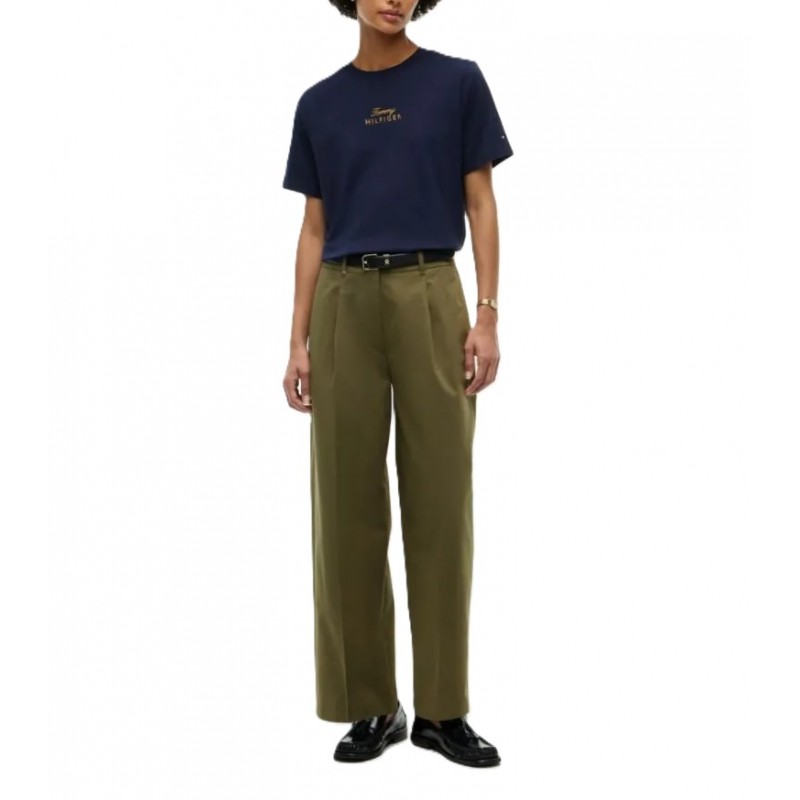 Tommy Hilfiger T-Shirt Gold Script Modern Crew Neck-Space Blue Tommy Hilfiger T-Shirt Gold Script Modern Crew Neck-Space Blue