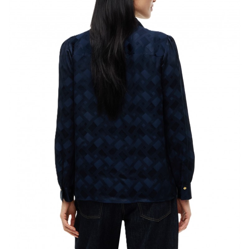 Tommy Hilfiger Shirt Fluid Jacquard Tie Detail-Dark Blue