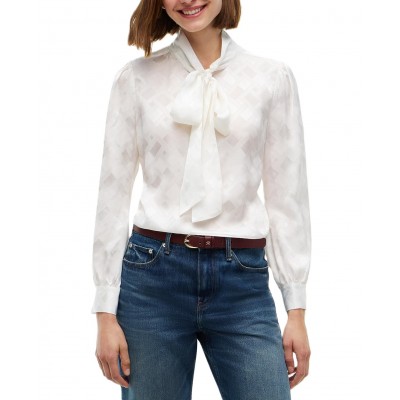 Tommy Hilfiger Shirt Fluid Jacquard Tie Detail-Ivory Silk