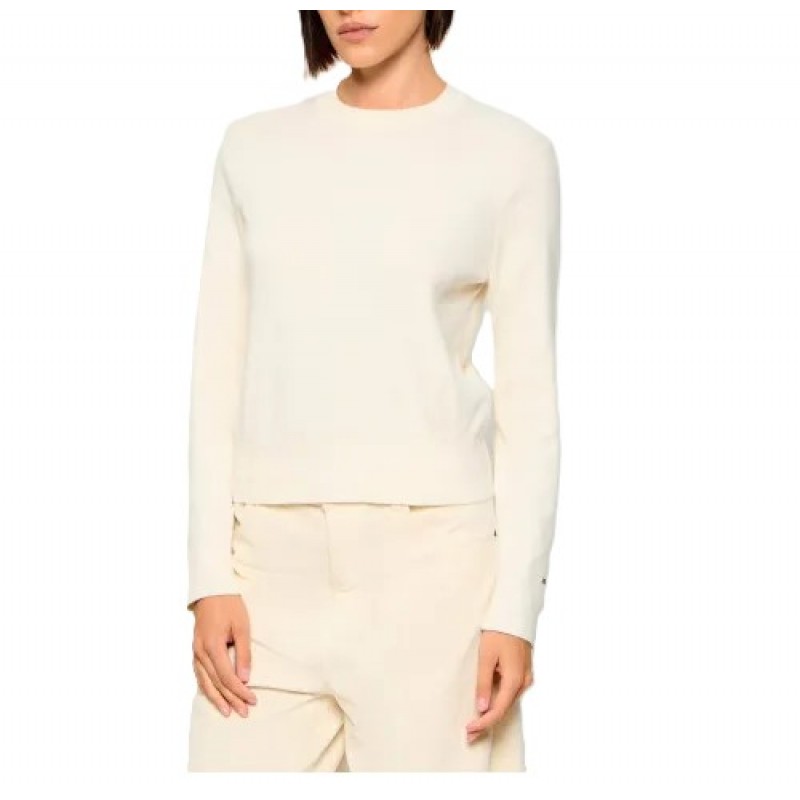 Tommy Hilfiger Sweater Knit Crew Neck-Ecru Tommy Hilfiger Sweater Knit Crew Neck-Ecru