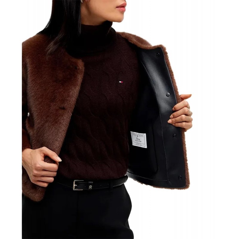 Tommy Hilfiger Jacket Faux Fur-Chocolate Tommy Hilfiger Jacket Faux Fur-Chocolate