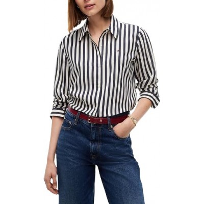 Tommy Hilfiger Shirt Stripe Fluid Regular-Dark Blue/Ecru Tommy Hilfiger Shirt Stripe Fluid Regular-Dark Blue/Ecru