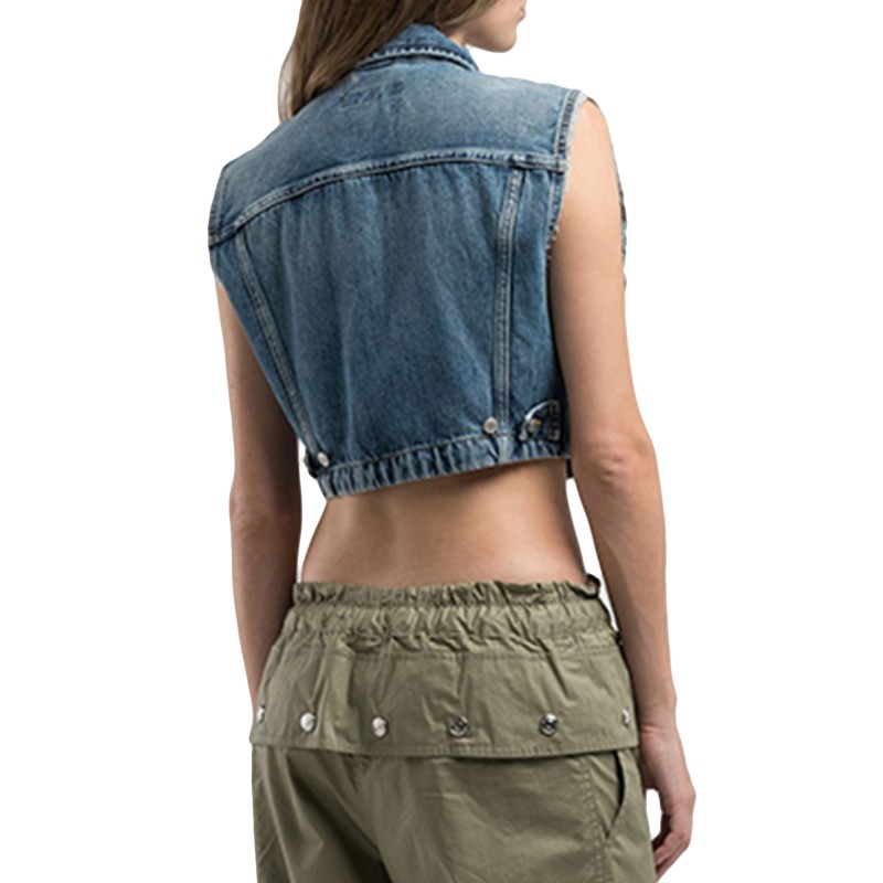 Replay Vest Cropped-Denim Blue Replay Vest Cropped-Denim Blue