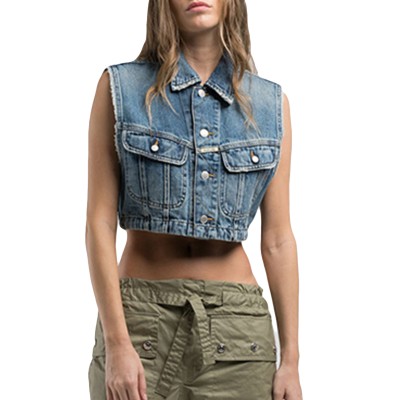 Replay Vest Cropped-Denim Blue