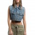 Replay Vest Cropped-Denim Blue