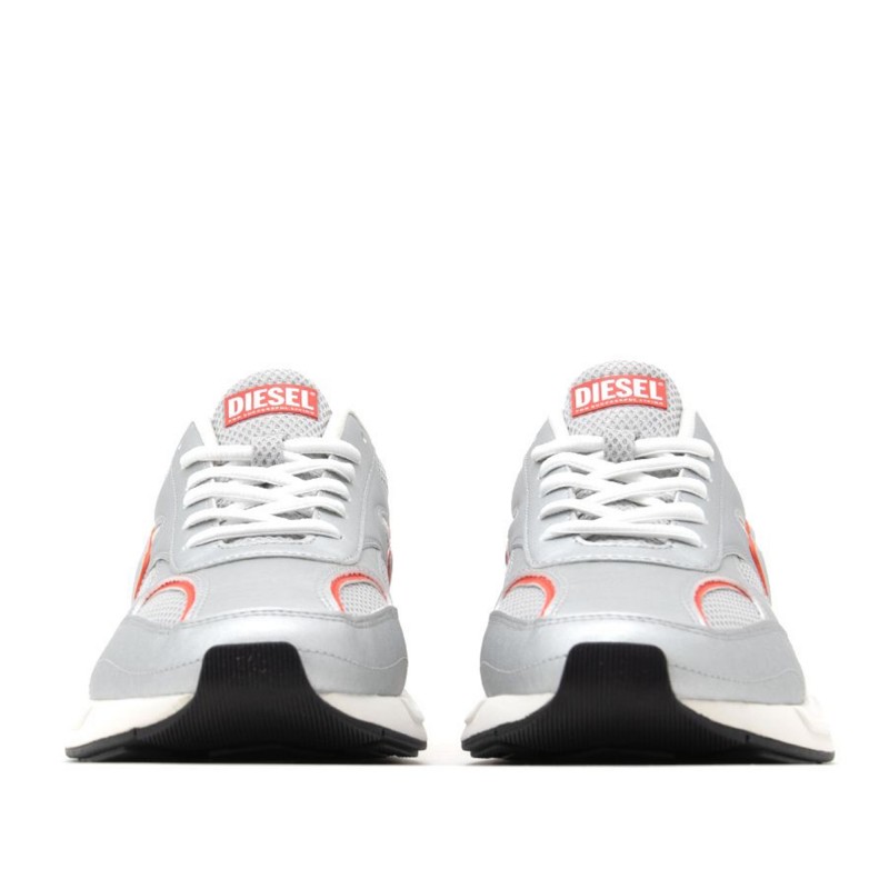 Diesel Sneakers In Mesh & Suede S-Serendipity Sport-Silver/Red Alert/Jet Black