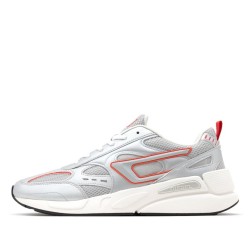 Diesel Sneakers In Mesh & Suede S-Serendipity Sport-Silver/Red Alert/Jet Black