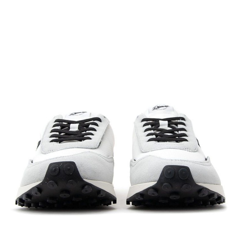 Diesel Mixed Material Sneakers With Contrast Tread-Barely White/Black Oyster