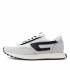 Diesel Mixed Material Sneakers With Contrast Tread-Barely White/Black Oyster