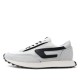 Diesel Mixed Material Sneakers With Contrast Tread-Barely White/Black Oyster