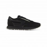Diesel Mixed Material Sneakers With Contrast Tread-Black/White