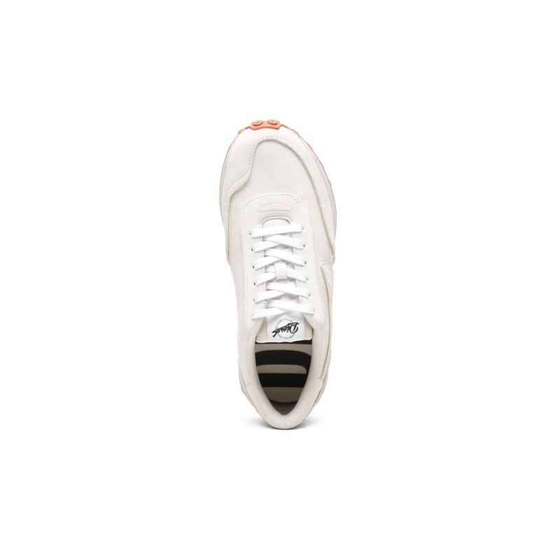 Diesel Mixed Material Sneakers With Contrast Tread-Tofu/Coral
