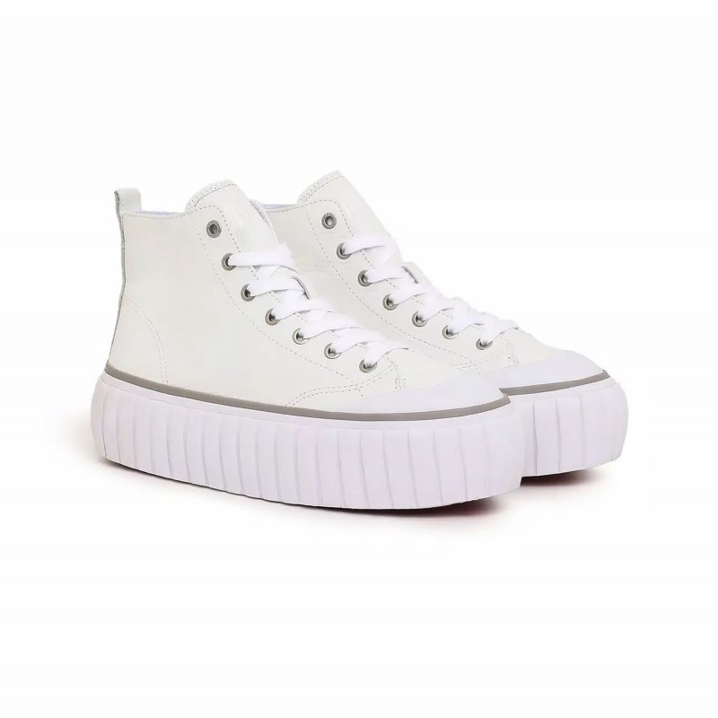 Diesel High-Top Platform Sneakers In Leather S-Hanami-White