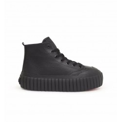Diesel High-Top Platform Sneakers In Leather S-Hanami-Black