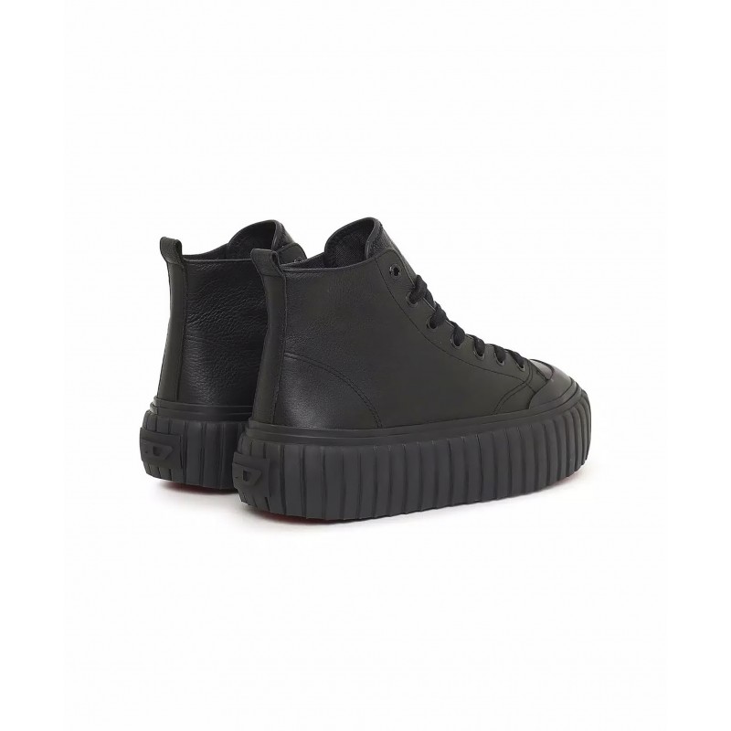 Diesel High-Top Platform Sneakers In Leather S-Hanami-Black