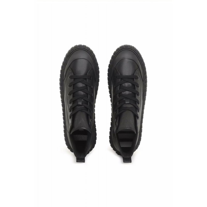 Diesel High-Top Platform Sneakers In Leather S-Hanami-Black