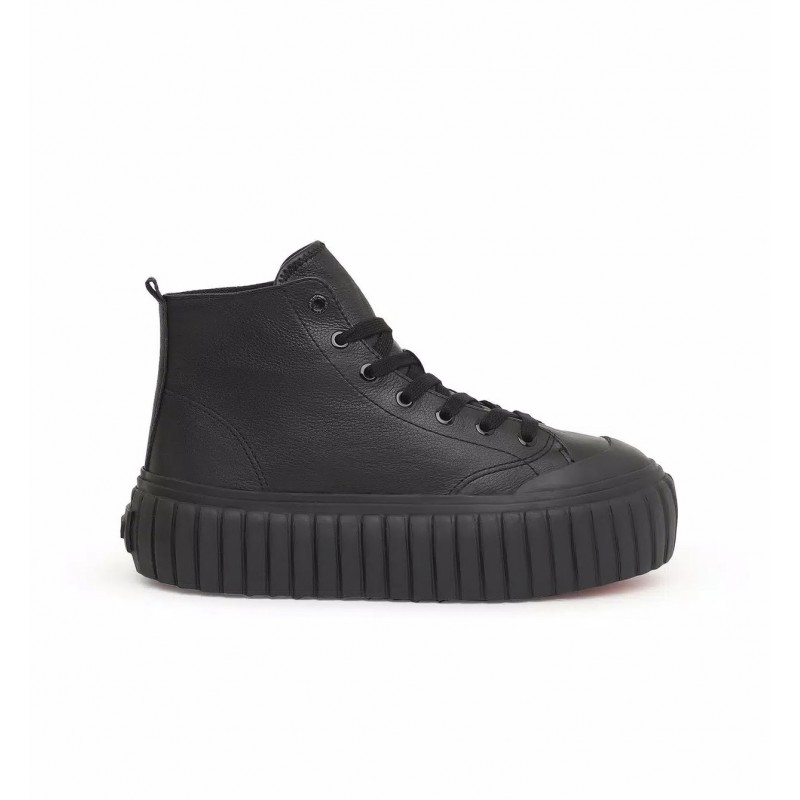 Diesel High-Top Platform Sneakers In Leather S-Hanami-Black