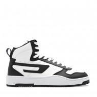 Diesel Mid Sneakers S-Ukiyo In Suede & Leather-Black/White