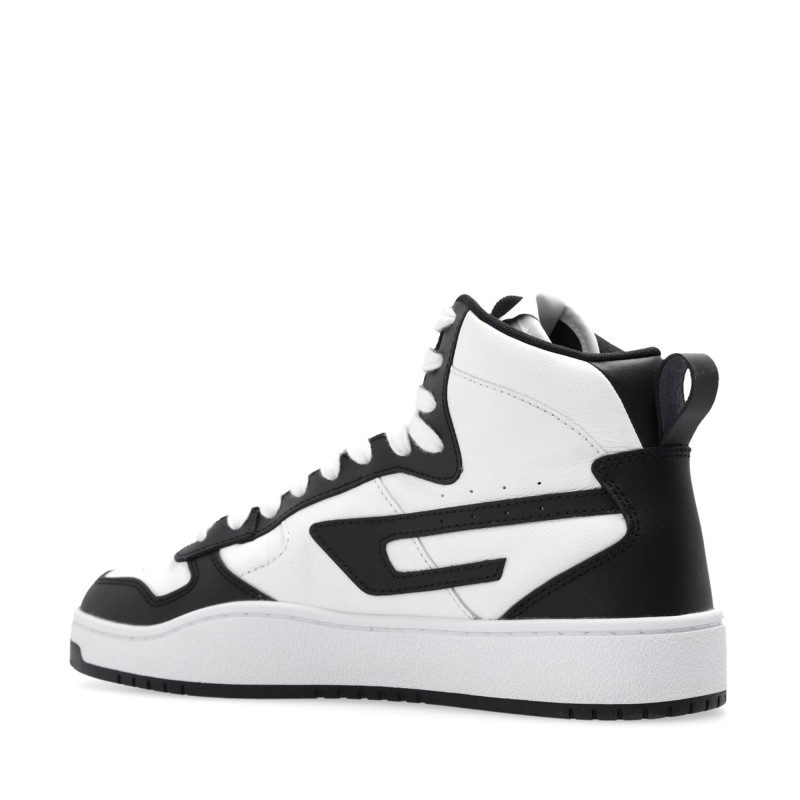 Diesel Mid Sneakers S-Ukiyo In Suede & Leather-Black/White