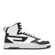 Diesel Mid Sneakers S-Ukiyo In Suede & Leather-Black/White