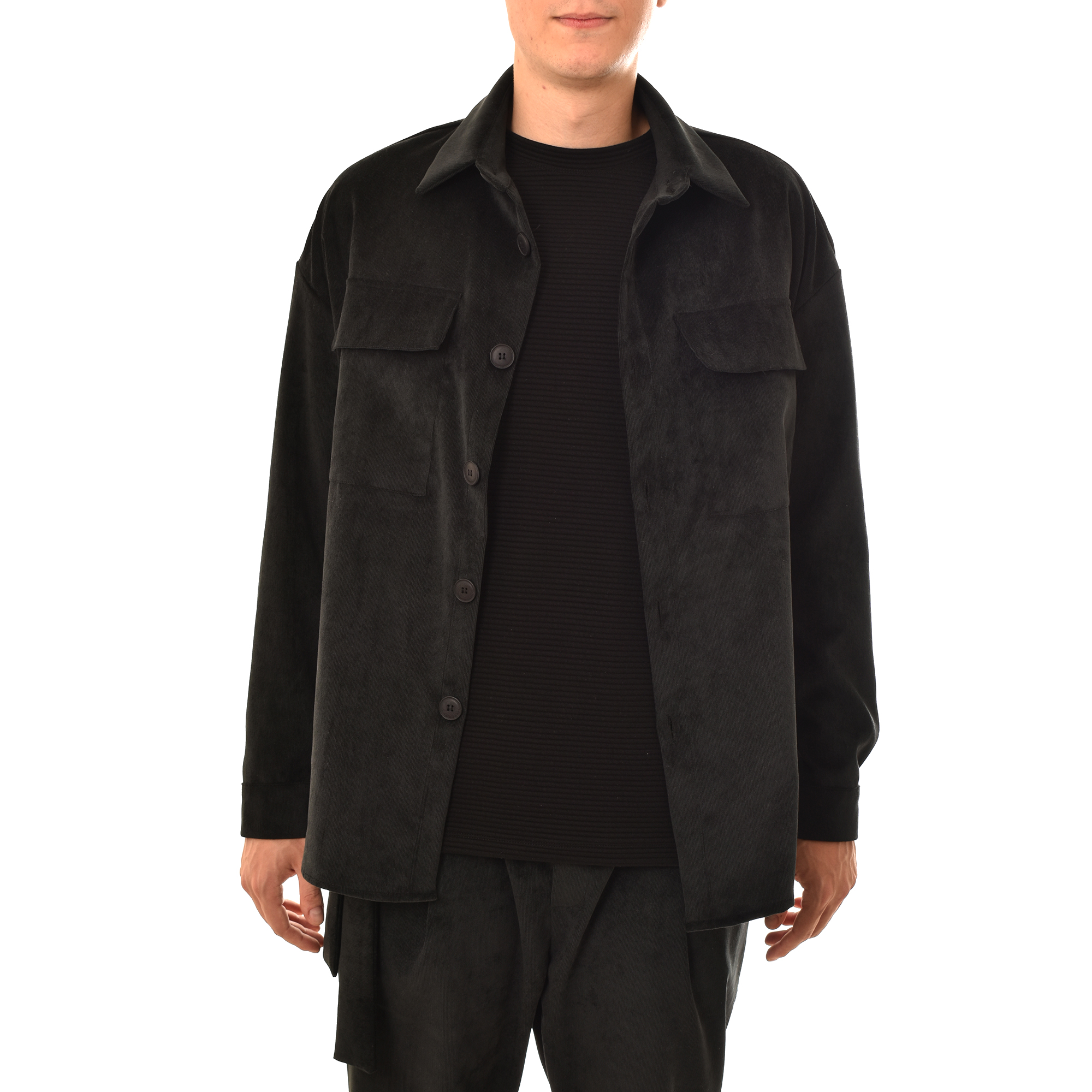 Indeed Anaglyph Pattern Overshirt-Black